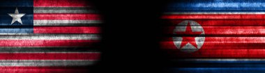 Kara Arkaplanda Liberya ve Kuzey Kore Bayrakları