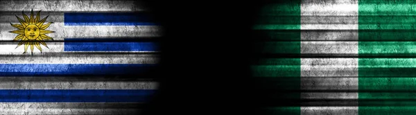 Флаги Уругвая Нигерии Чёрном Фоне — стоковое фото