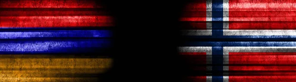 Вірменія Норвегія Прапори Чорному Тлі — стокове фото