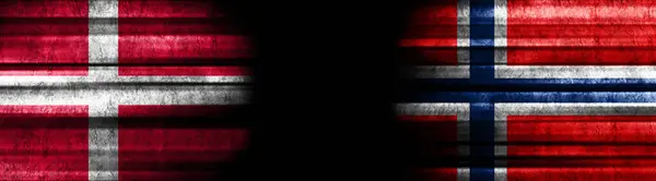 Флаги Дании Норвегии Чёрном Фоне — стоковое фото