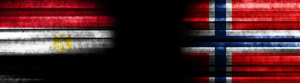 Egypt Norsko Vlajky Černém Pozadí — Stock fotografie