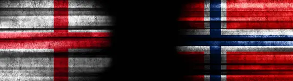 Anglie Norsko Vlajky Černém Pozadí — Stock fotografie