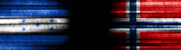 Honduras Norvégia Zászlók Fekete Háttér — Stock Fotó