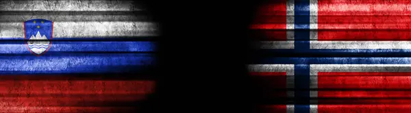 Slovenia Norway Flags Black Background — Stock Photo, Image