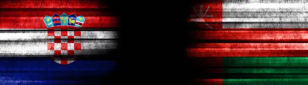 Croatia Dan Oman Bendera Black Background — Stok Foto