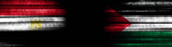 Egypte Palestina Vlaggen Zwarte Achtergrond — Stockfoto