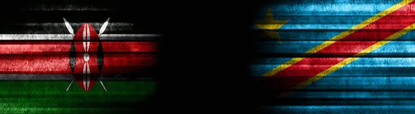 Kenya and Democratic Republic of Congo Flags on Black Background