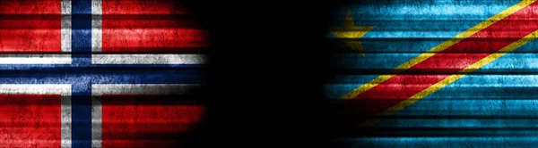 Norway and Democratic Republic of Congo Flags on Black Background