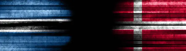 Botswana Dánia Zászlók Fekete Háttér — Stock Fotó