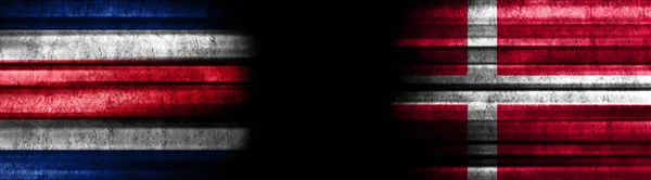 Флаги Коста Рики Дании Чёрном Фоне — стоковое фото