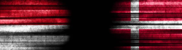 Flagi Monako Danii Czarnym Tle — Zdjęcie stockowe