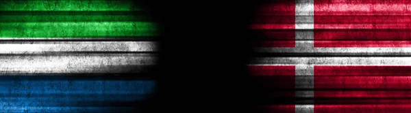 Banderas Sierra Leona Dinamarca Sobre Fondo Negro —  Fotos de Stock