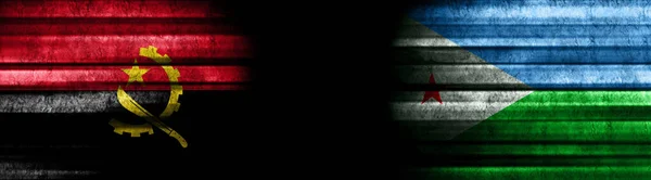 安哥拉和吉布提黑色背景旗 — 图库照片