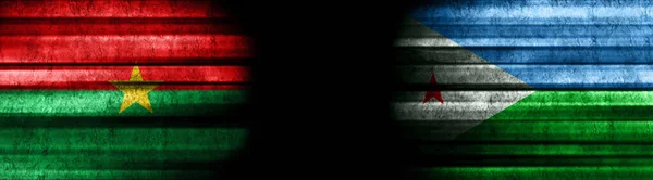 布基纳法索和吉布提黑色背景旗 — 图库照片