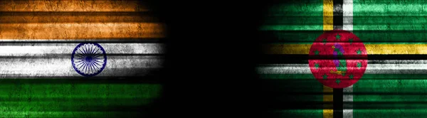 Banderas India Dominica Sobre Fondo Negro — Foto de Stock
