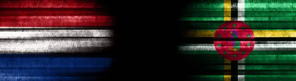 Флаги Нидерландов Доминики Чёрном Фоне — стоковое фото