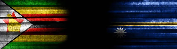Zimbabwe Nauru Bandiere Sfondo Nero — Foto Stock