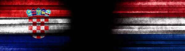 Флаги Хорватии Нидерландов Чёрном Фоне — стоковое фото