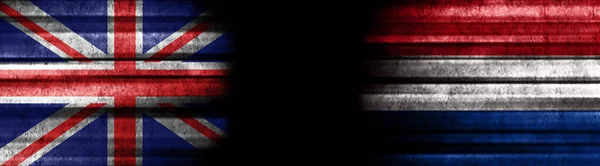 Bandeiras Reino Unido Dos Países Baixos Sobre Fundo Preto — Fotografia de Stock