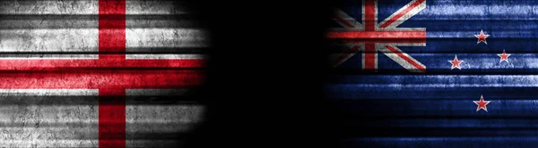 Banderas Inglaterra Nueva Zelanda Sobre Fondo Negro —  Fotos de Stock