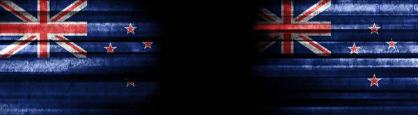 Banderas Nueva Zelanda Nueva Zelanda Sobre Fondo Negro —  Fotos de Stock