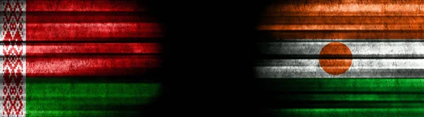 Belarus Niger Flags Black Background — Stock Photo, Image