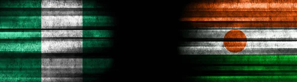 Σημαίες Νιγηρίας Και Νίγηρα Μαύρο Φόντο — Φωτογραφία Αρχείου
