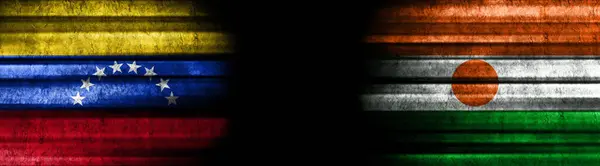 Venezuela Niger Vlaggen Zwarte Achtergrond — Stockfoto