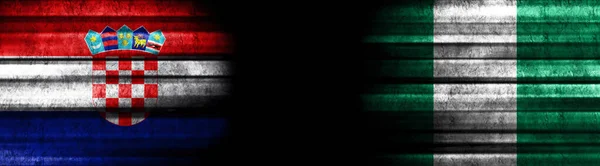 Croacia Nigeria Banderas Sobre Fondo Negro —  Fotos de Stock