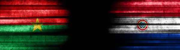 Burkina Faso and Paraguay Flags on Black Background