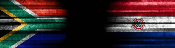 Bandiere Sudafrica Paraguay Sfondo Nero — Foto Stock