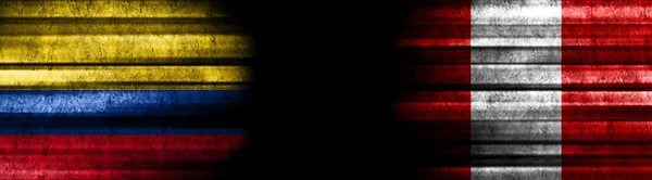 Флаги Колумбии Перу Чёрном Фоне — стоковое фото