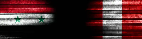 Сирія Перу Прапори Чорному Тлі — стокове фото