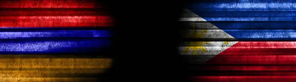 Armenia Filippine Bandiere Sfondo Nero — Foto Stock