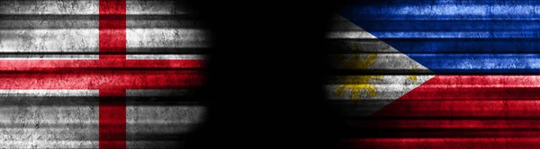 Banderas Inglaterra Filipinas Sobre Fondo Negro — Foto de Stock
