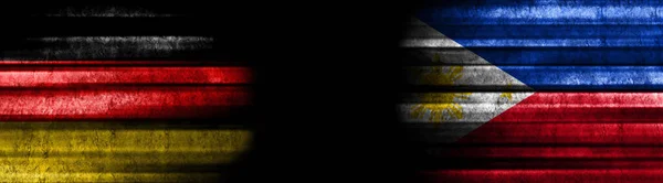 Німеччина Філіппіни Прапори Чорному Тлі — стокове фото