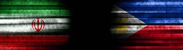 Iran Philippines Flags Black Background — Stock Photo, Image