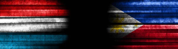 Luxembourg Philippines Flags Black Background — Stock Photo, Image