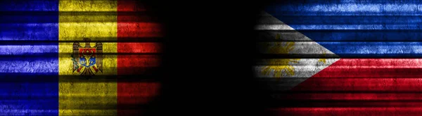 Флаги Молдовы Филиппин Черном Фоне — стоковое фото