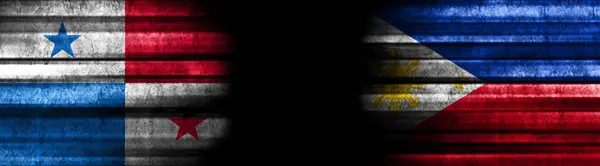 Flagi Panamy Filipin Czarnym Tle — Zdjęcie stockowe