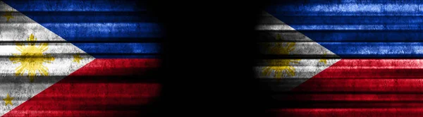 Flagi Filipin Filipin Czarnym Tle — Zdjęcie stockowe