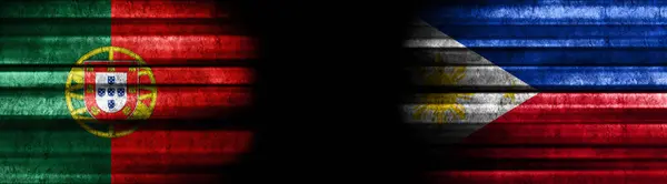 Флаги Португалии Филиппин Чёрном Фоне — стоковое фото