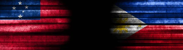 萨摩亚和菲律宾黑色背景旗 — 图库照片