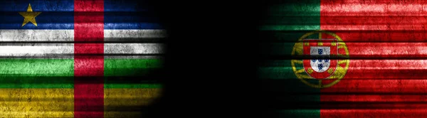 Флаги Центральноафриканской Республики Португалии Чёрном Фоне — стоковое фото
