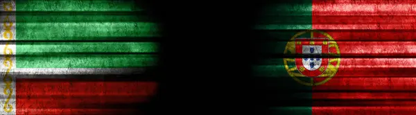 Csecsenföld Portugália Zászlók Fekete Háttér — Stock Fotó