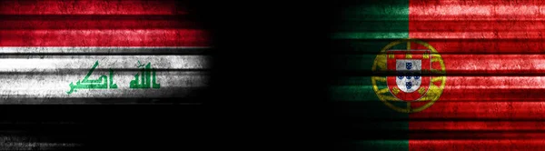 Флаги Ирака Португалии Чёрном Фоне — стоковое фото