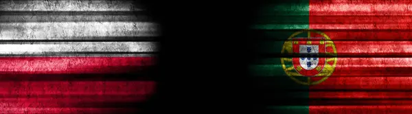 Poland Portugal Flags Black Background — Stock Photo, Image