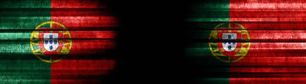 Flagi Portugalii Portugalii Czarnym Tle — Zdjęcie stockowe