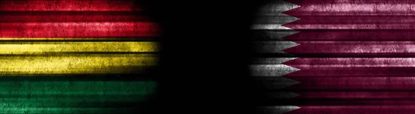 Banderas Bolivia Qatar Sobre Fondo Negro — Foto de Stock