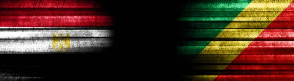 Египет Флаги Республики Конго Черном Фоне — стоковое фото